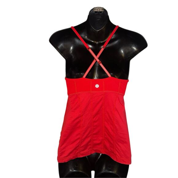 Very nice LULULEMON Hot Tomato Red Classic Cross Back Tank Top Womens size 4 GO - Picture 4 of 9
